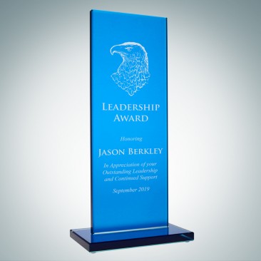 Blue Glass Honorary Rectangular Award 