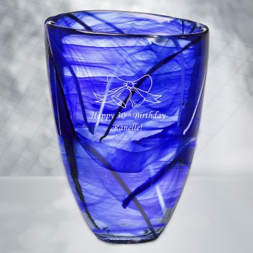 Kosta Boda Blue Contrast Vase