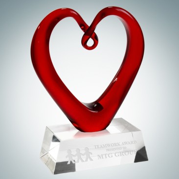 Art Glass The Whole Heart Award with Clear Base