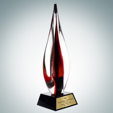 Art Glass Black Contemporary Award with Black Crystal Base