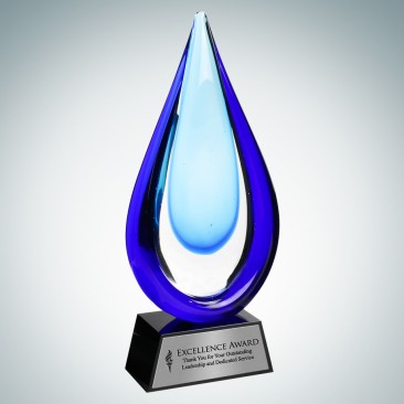 Art Glass Aquatic Award with Black Crystal Base