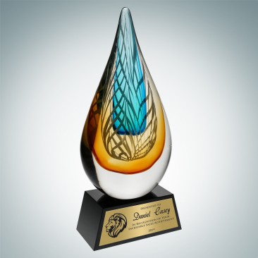 Art Glass Desert Sky Award with Black Base 
