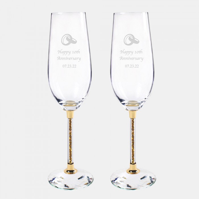 Gold Wedding Champagne Flute Pai