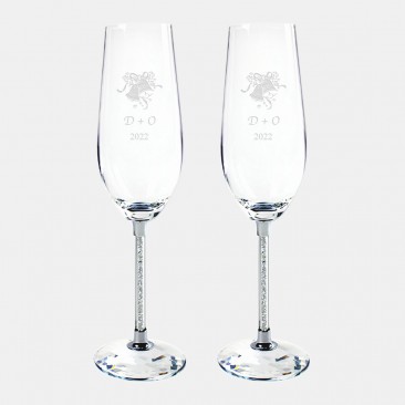 Silver Wedding Champagne Flute Pair 