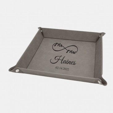 Gray Leatherette Snap Up Tray with Silver Snaps