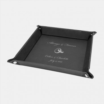 Black/Silver Leatherette Snap Up Tray with Silver Snaps