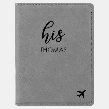 Pre-Designed His Gray Leatherette Passport Holder