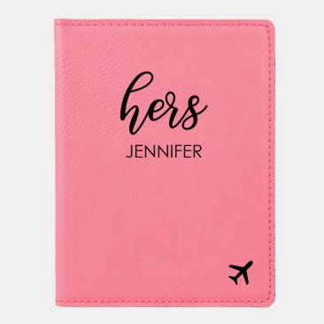 Pre-Designed Hers Pink Leatherette Passport Holder