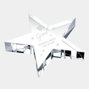 Pre-Designed Grad Crystal Flat Star Paperweight