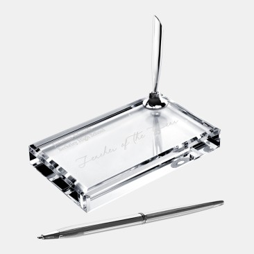 Pre-Designed Teacher of the Year Crystal Single Silver Pen Set