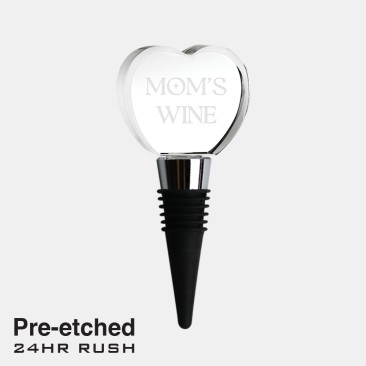 Pre-Etched Mom's Wine Heart Wine Stopper