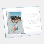 Pre-Designed Graduation Vertical Stainless Photo Frame with Silver Pole