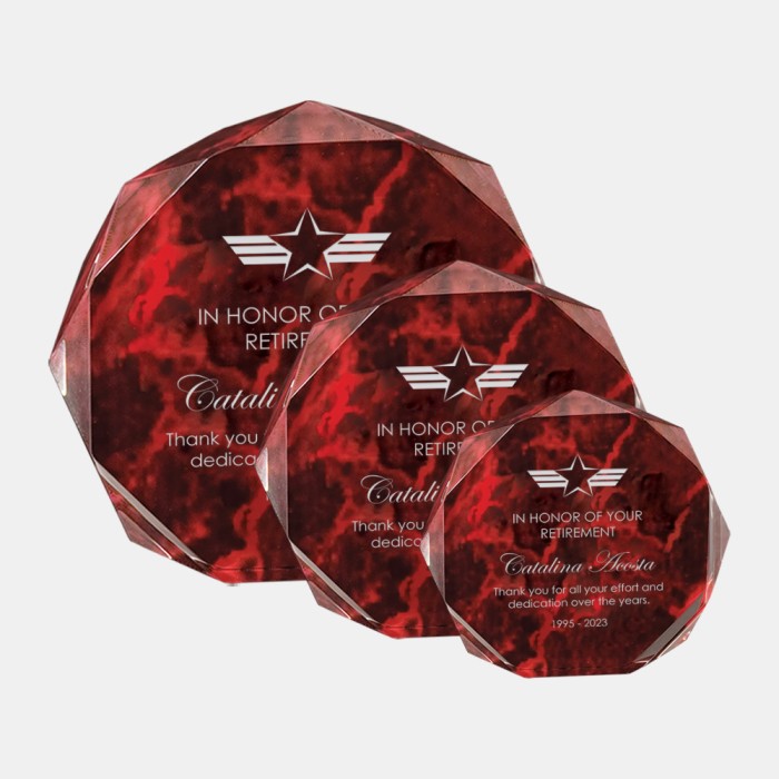 Red Marble Octagon Acrylic Award