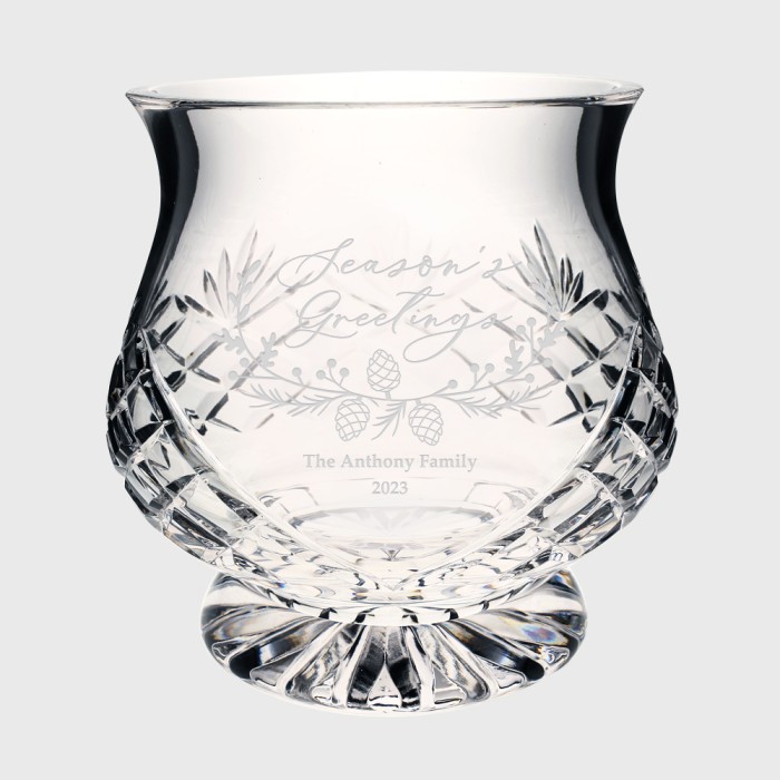 Pre-Designed Season's Greetings Short Hurricane Vase | Hand Cut