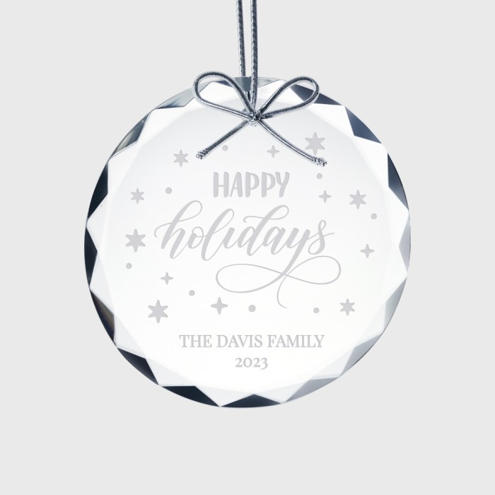 Pre-Designed Happy Holidays Gem-Cut Circle Ornament