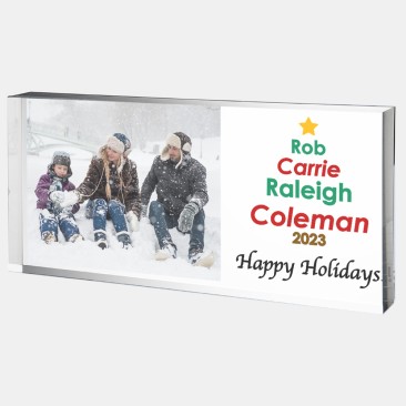 Pre-Designed Color Photo Imprinted Holiday Family Tree Plaque