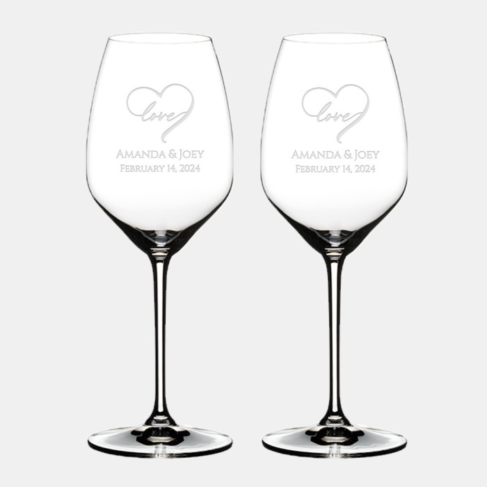 Pre-Designed Love Heart Riedel Extreme Riesling Pair, 16 oz