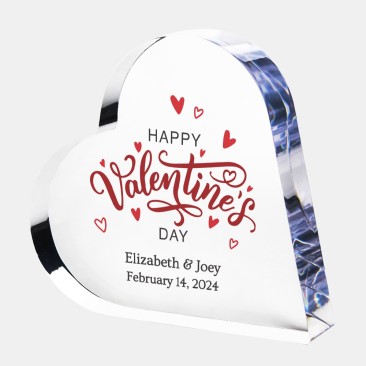 Pre-Designed Happy Valentine's Day Color Imprinted Acrylic Heart Keepsake