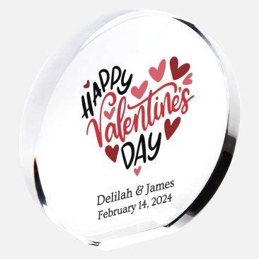 Pre-Designed Happy Valentine's Day Color Imprinted Acrylic Circle Plaque 
