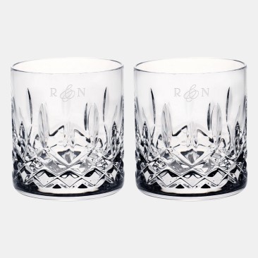 Pre-Designed Couple Waterford Lismore Straight Sided Whiskey Tumbler Pair, 7oz