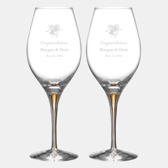 Orrefors Intermezzo Gold Balance Wine Glass Pair, 14 oz