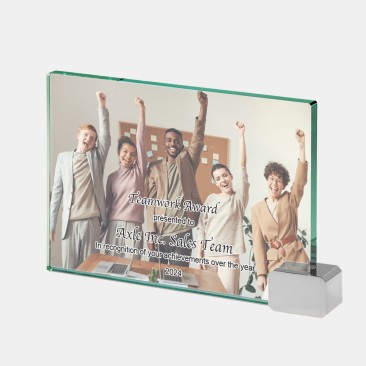 Color Photo Imprinted Jade Achievement Award with Chrome Rectangle
