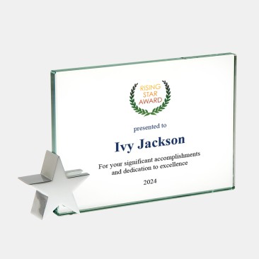 Color Imprinted Jade Achievement Award with Chrome Star