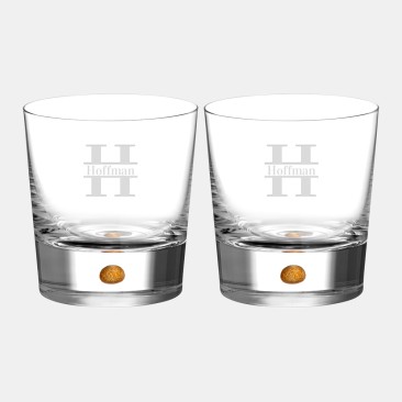Orrefors Intermezzo Gold Double Old Fashioned Pair, 11oz