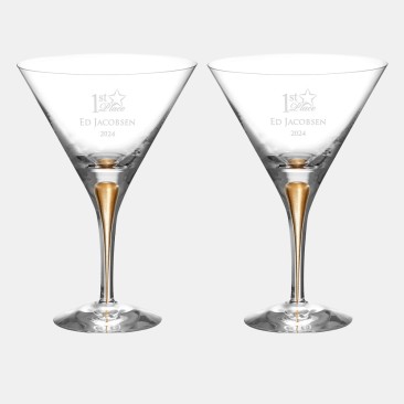 Orrefors Intermezzo Gold Martini Glass Pair, 7oz