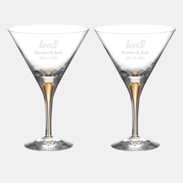 Orrefors Intermezzo Gold Martini Glass Pair, 7oz