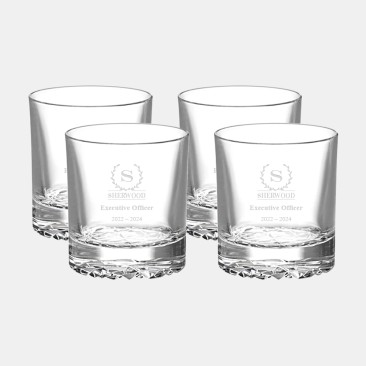 Orrefors Carat Double Old Fashioned Glass 4pc Set, 9.5oz