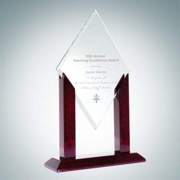 Alpha Jade Diamond Award with Wood Stand